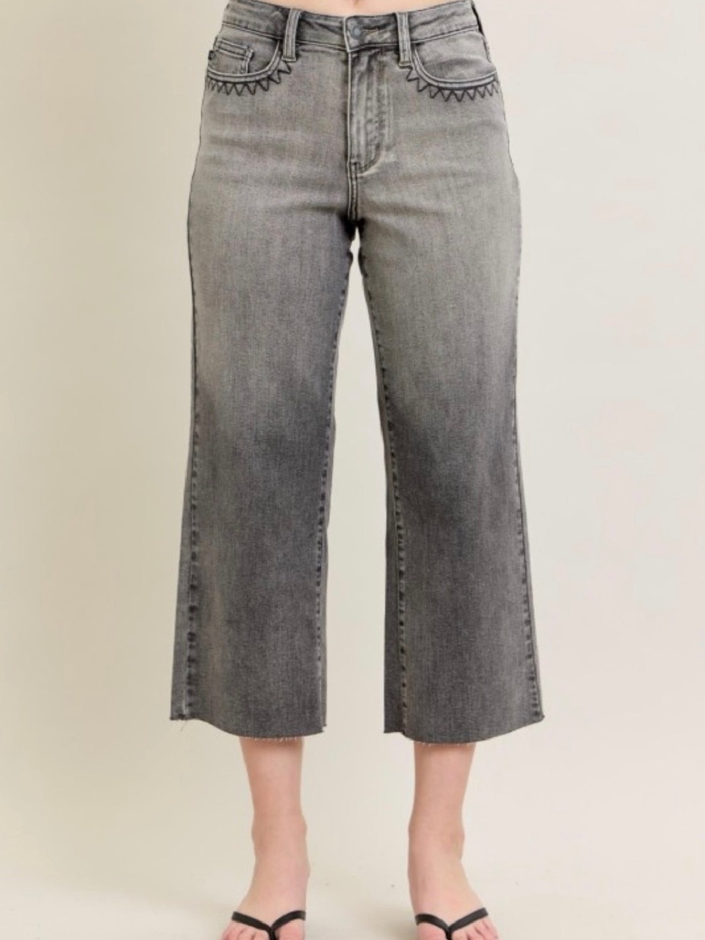 29. Judy Blue, Women's Gray ombré Cropped Wide-Leg Jeans, various sizes